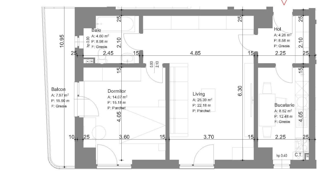Oferta 2 camere, semidecomandat, 65 mp , de vanzare apartament nou in zona Alexandru cel Bun,  Galata imagine 2