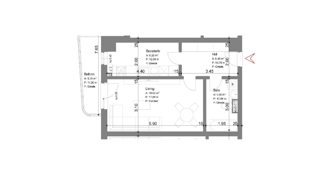 Oferta Alexandru cel Bun apartament nou 44 mp , o camera, decomandat, de vanzare,  Galata imagine 2