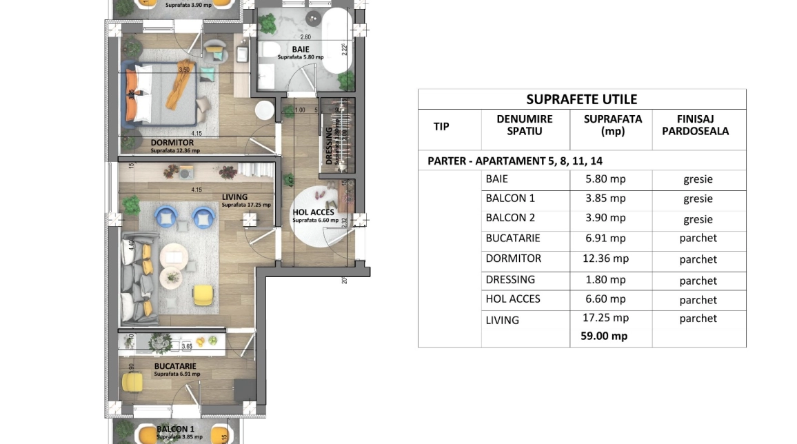 Oferta Apartament nou, 2 camere, semidecomandat, 59 mp , Visani, de vanzare,  Profi Visan imagine 1