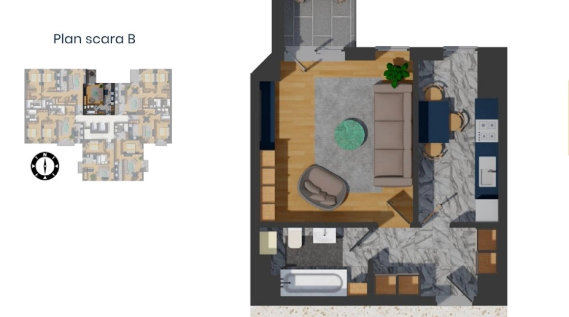 Oferta De vanzare apartament nou, o camera, decomandat, 46 mp , Pacurari,  Alpha Bank imagine 2