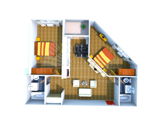 3 camere,  decomandat ,  62 mp , de vanzare apartament nou in zona Podul de Fier,  (C.A Roseti) 154978