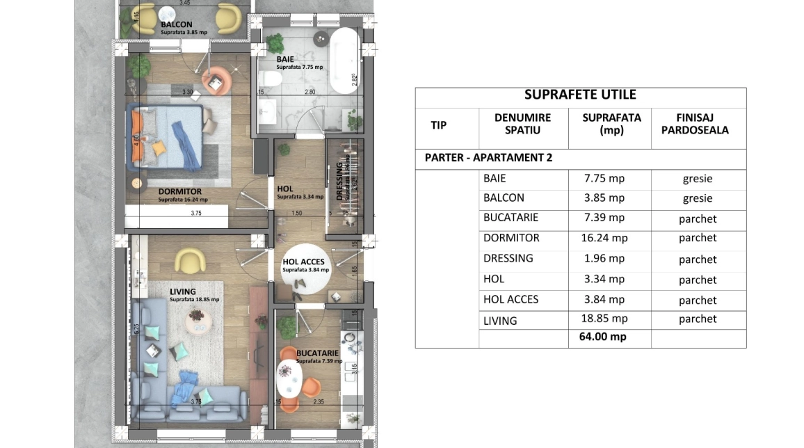 Oferta De vanzare apartament nou, 2 camere, decomandat, 64 mp , Visani,  Profi Visan imagine 1