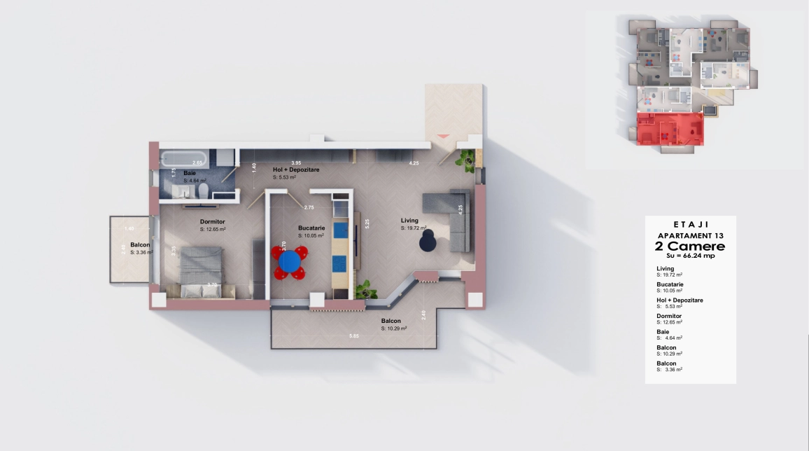 Oferta 2 camere, decomandat, 66 mp , de vanzare apartament nou in zona Bucium,  Profi Visan imagine 1
