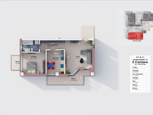 2 camere,  decomandat ,  66 mp , de vanzare apartament nou in zona Bucium,  (Profi Visan) 158938