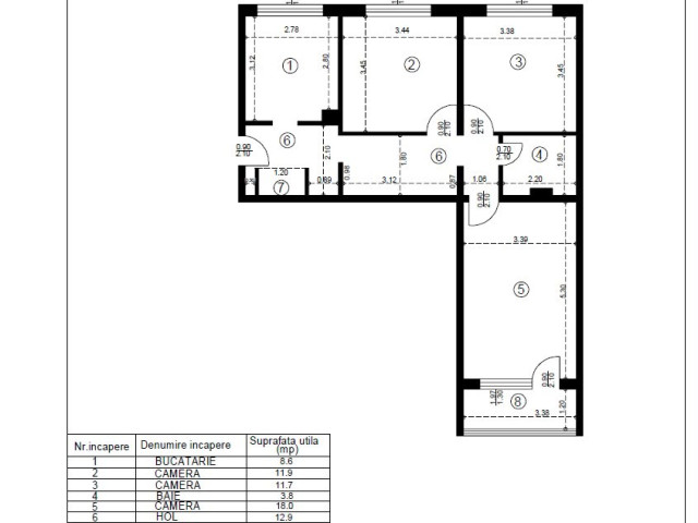 Alexandru cel Bun apartament  72 mp , 3 camere,  decomandat , de vanzare,  (Minerva) 162844