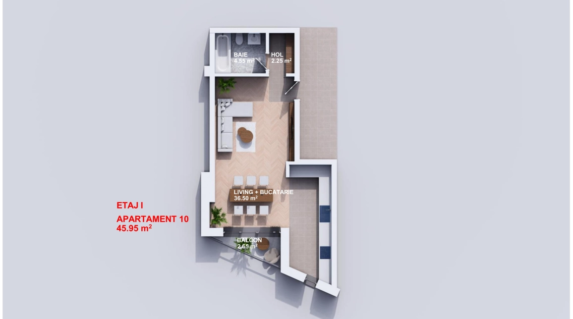 Oferta De vanzare apartament nou, o camera, , 46 mp , Visani,  TLT Visan imagine 1