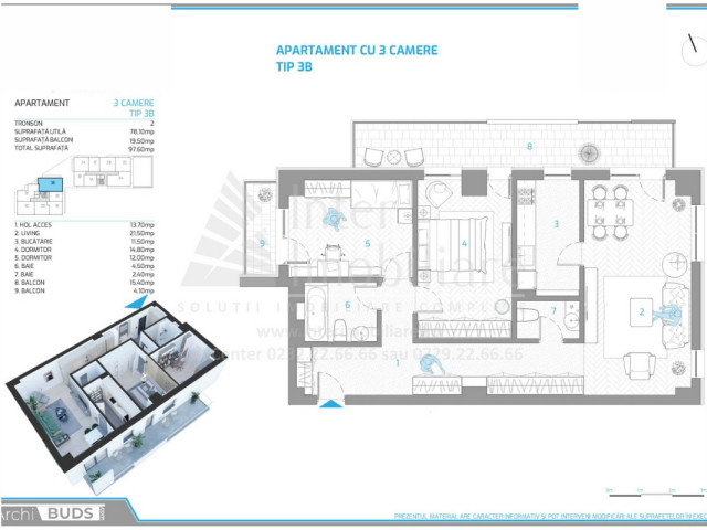3 camere,  decomandat ,  100 mp , de vanzare apartament nou in zona Nicolina,  (Rondul Vechi) 144448