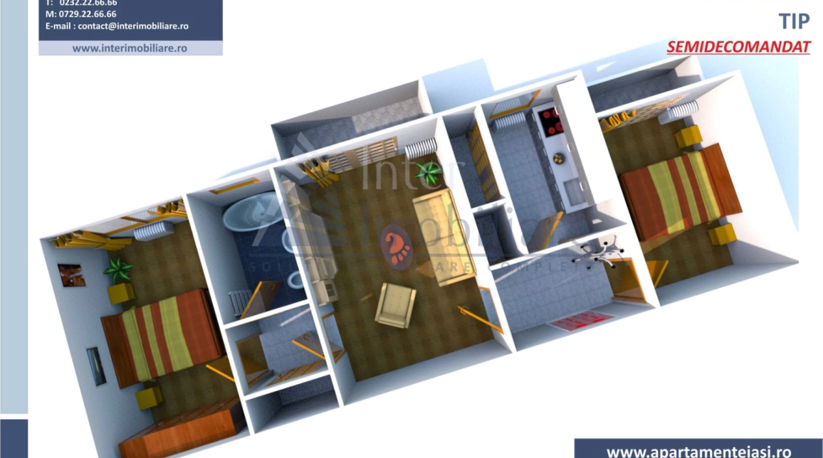 Oferta Podu Ros apartament 65 mp , 3 camere, semidecomandat, de vanzare,  Salubris imagine 2