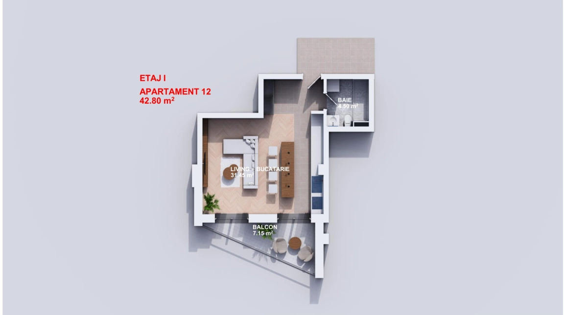 Oferta Bucium apartament nou 43 mp , o camera, , de vanzare,  Profi Visan imagine 1