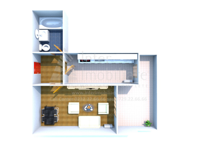 Apartament nou de vanzare, o camera,  decomandat ,  49 mp , Alexandru cel Bun,  (300m de la Calea Galata) 154100