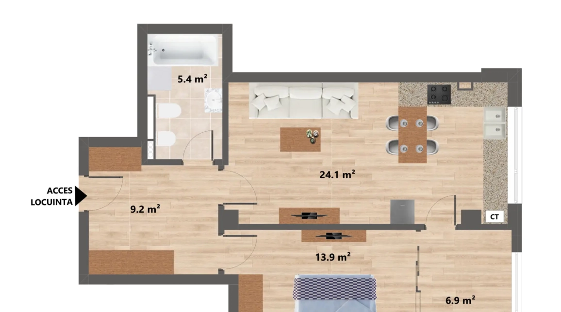 Oferta De vanzare apartament nou, 2 camere, , 60 mp , Valea Adanca,  CUG imagine 3