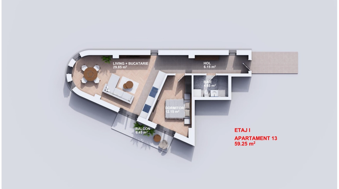 Oferta Apartament nou de vanzare, 2 camere, , 59 mp , Bucium,  Profi Visan imagine 1