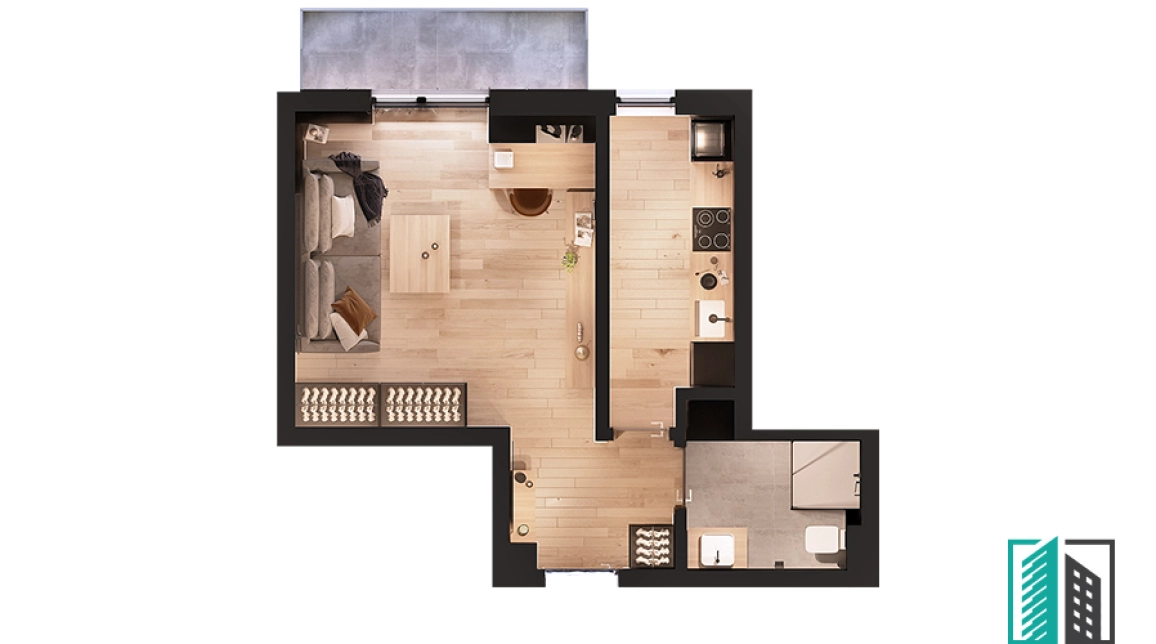 Oferta Apartament nou, o camera, decomandat, 39 mp , Bucium, de vanzare,  Visani - Mega Image imagine 1