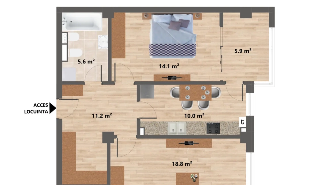Oferta Apartament nou de vanzare, 2 camere, decomandat, 66 mp , Valea Adanca,  CUG imagine 4