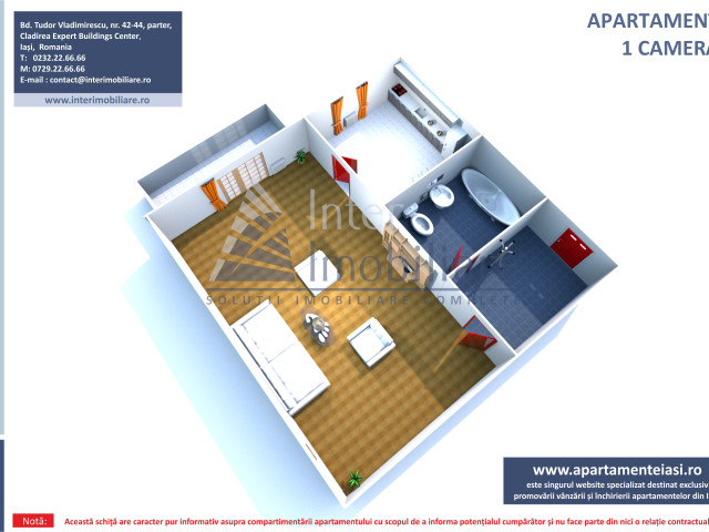 Apartament, o camera,  decomandat ,  43 mp , Nicolina, de vanzare,  (R. V. CUG - Selgros) 162761