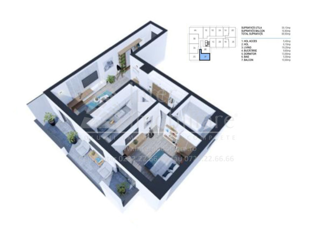Apartament nou, 2 camere,  decomandat ,  69 mp , Nicolina, de vanzare,  (Rond Vechi-BRD) 153211